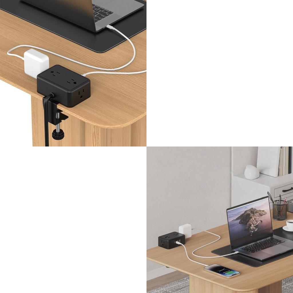 Power Strip Desk - Stekkerdozen met veilige klemmontage 4 AC-uitgangen