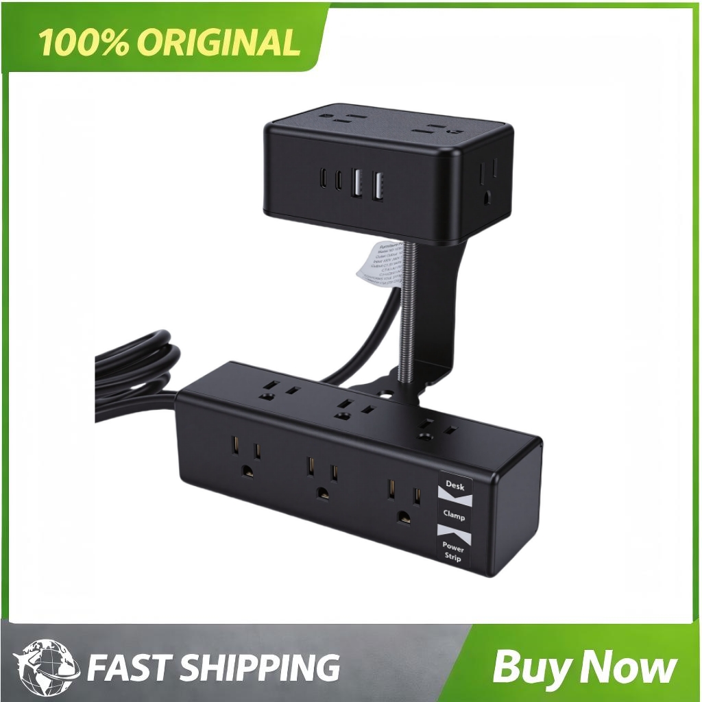 Power Strip Desk - 17-in-1 stekkerdoos met dubbele laag, bureauklem,