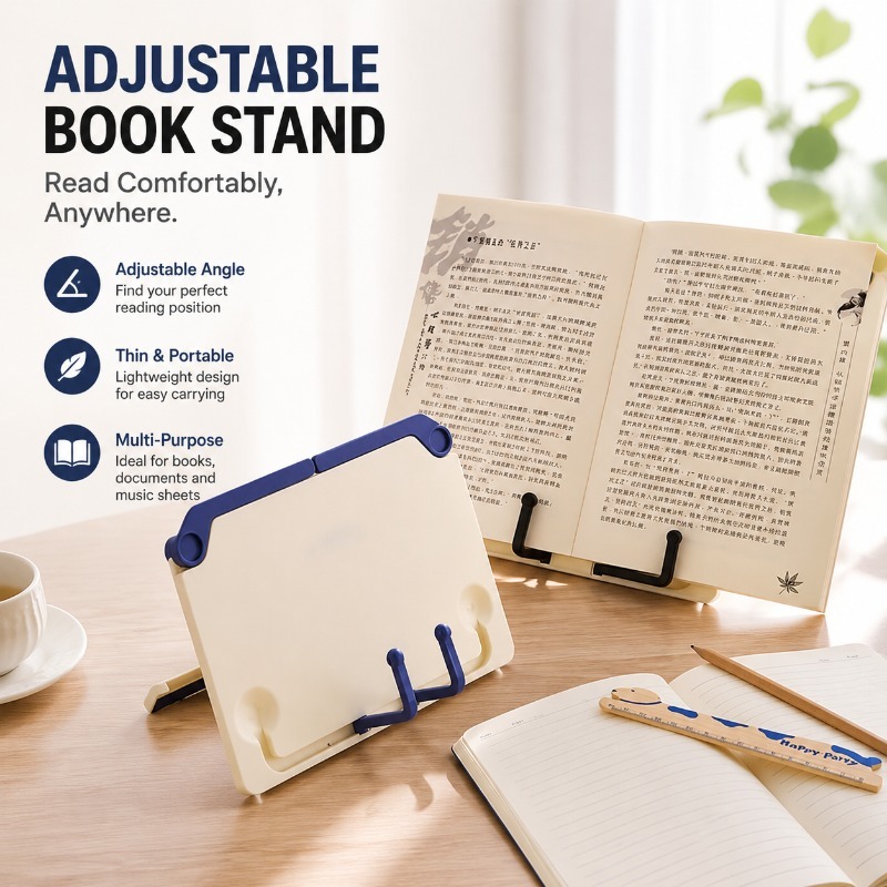 Document Holder Stand - Verstelbare leesboekenstandaard, dunne en draagbare ABS-boekenhouder