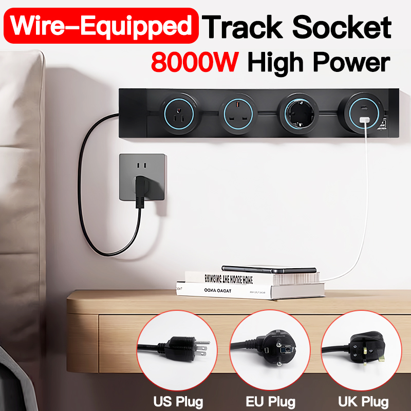 Home Office Of Uk - 8000W Hoge Vermogen Track Socket met