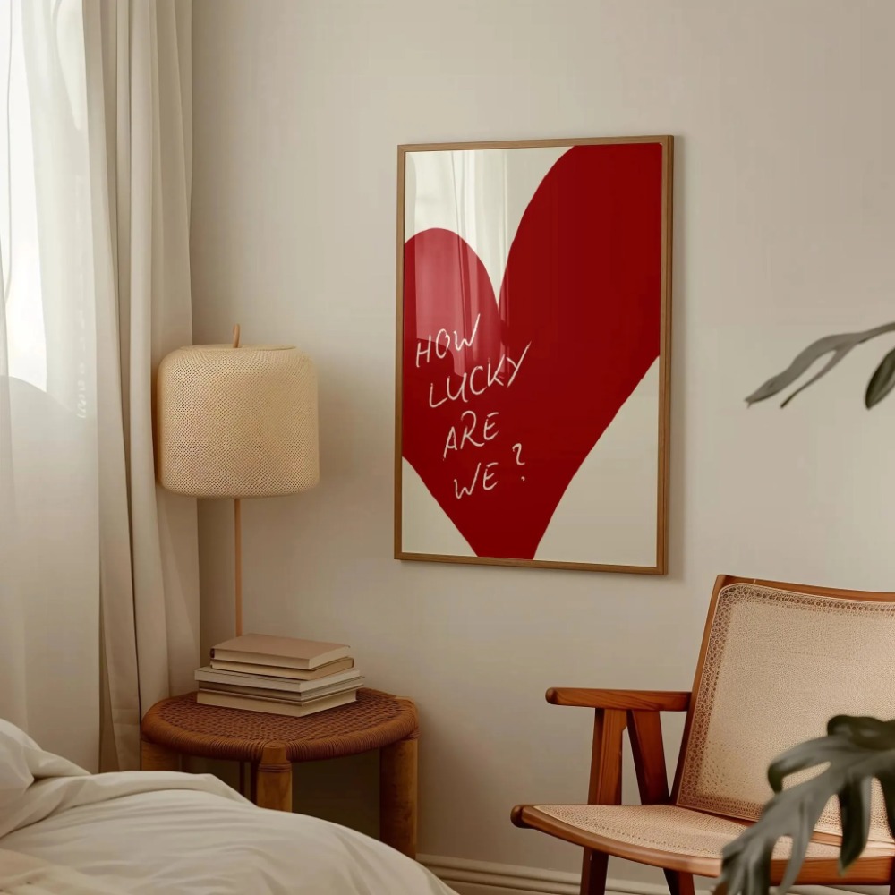 Home Office Inspiration - Hoe Lucky Are We Roze Rood