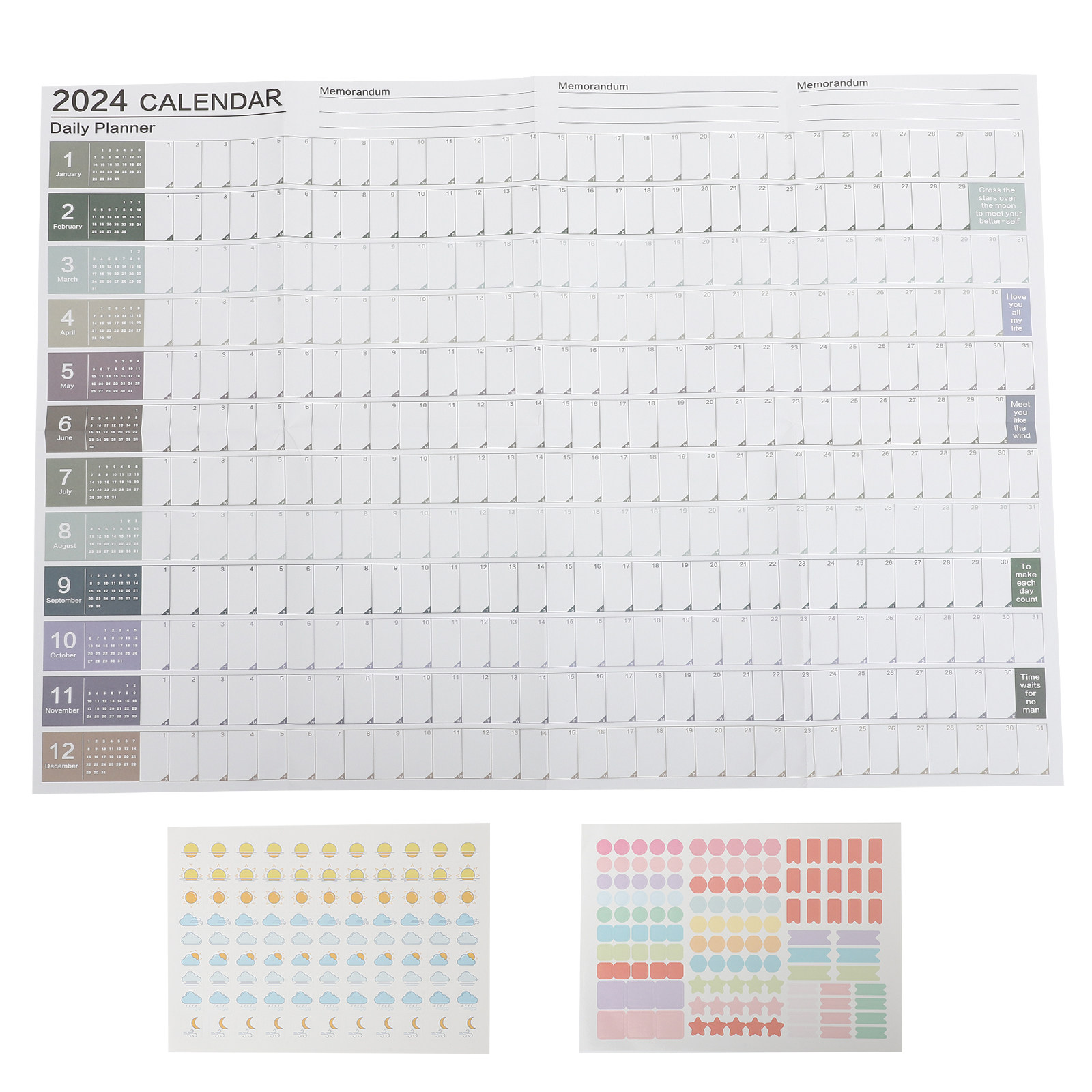 Home Office 2024 - 1 Set Jaarlijkse Wandkalender 2024 Papier