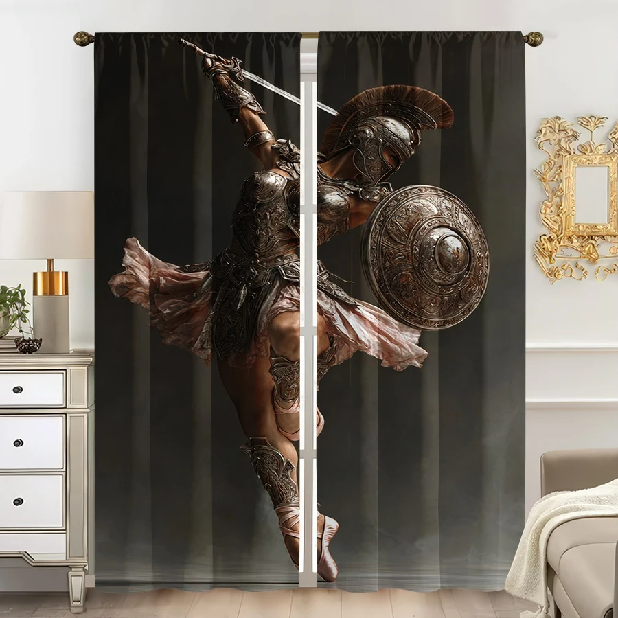 Home Office Of Amazon - Dramatische Warrior Amazon-gordijnen 2 stuks bedrukte