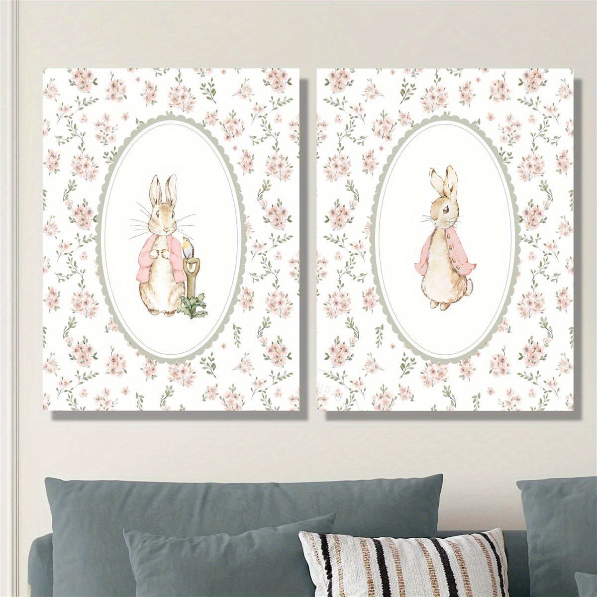 Home Office For Two - 2 stuks retro paashaas canvas print