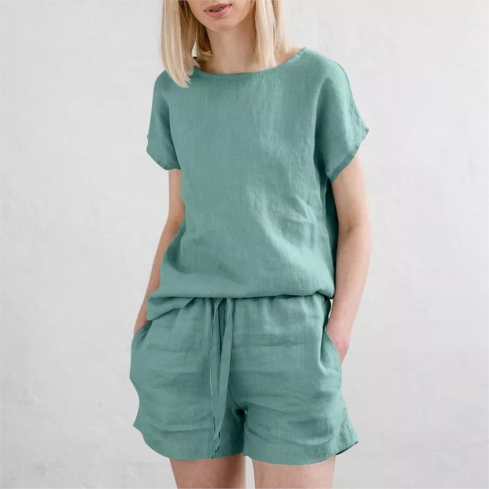 Home Office 2024 - Casual Effen Kleur Korte Sets Voor