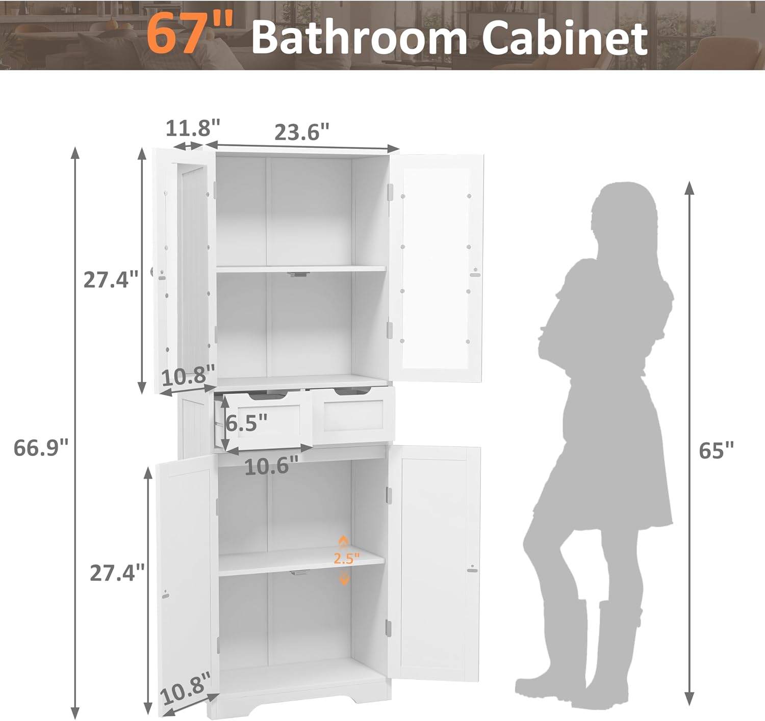 Hoge badkameropbergkast Vrijst - Home Office Furniture Sets recensie en prijs