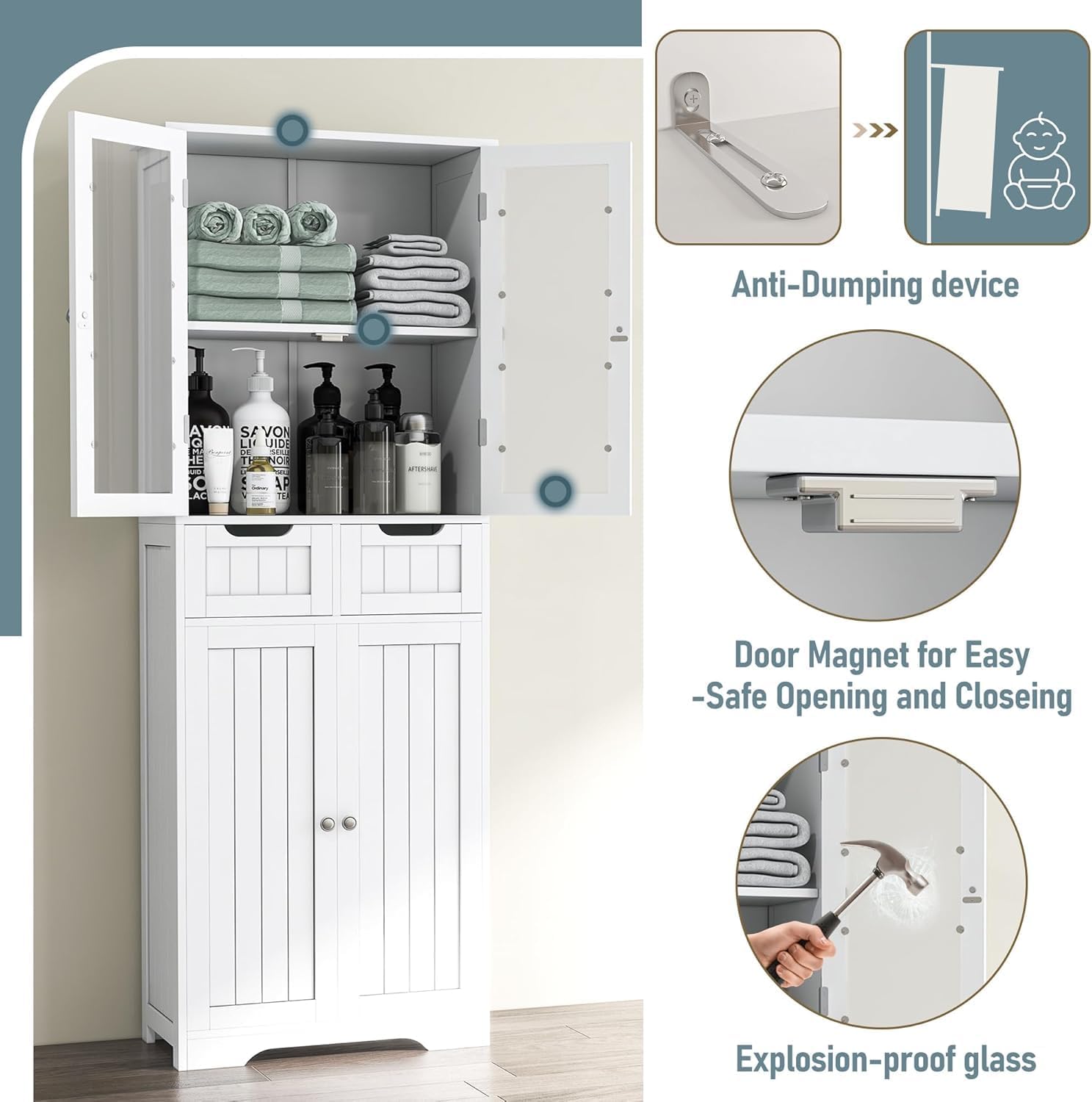 Hoge badkameropbergkast Vrijst - Home Office Furniture Sets recensie en prijs
